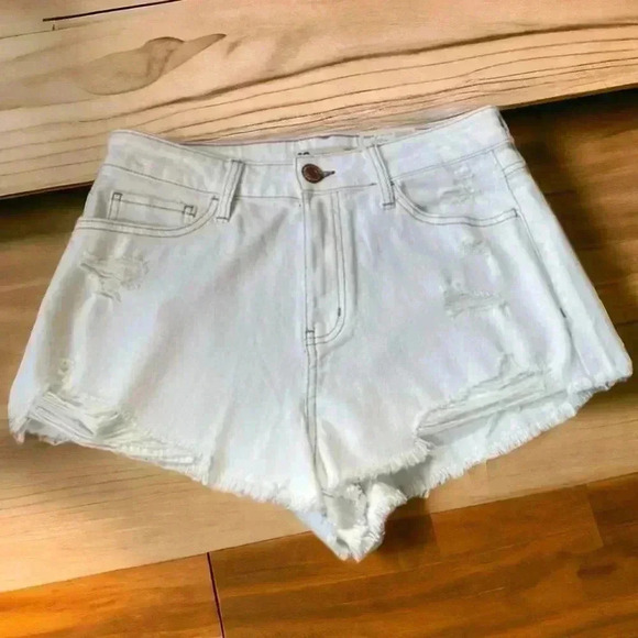 Junior’s size 11 NEW SO white cutoff super high waist denim shorts w rainbow. - Picture 3 of 3